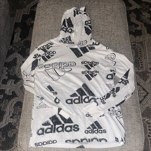 Adidas White Hoodie with Black Logos